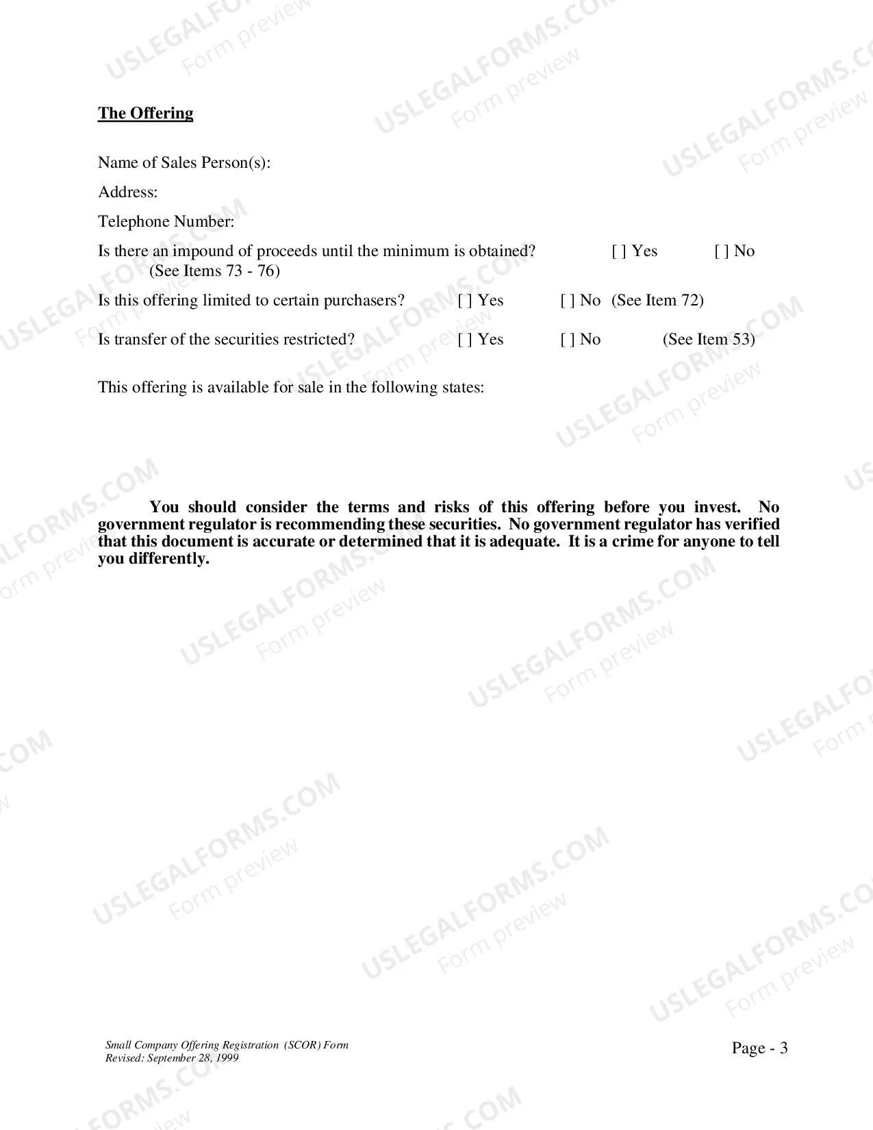 Preview Small Company Offering Registration Form