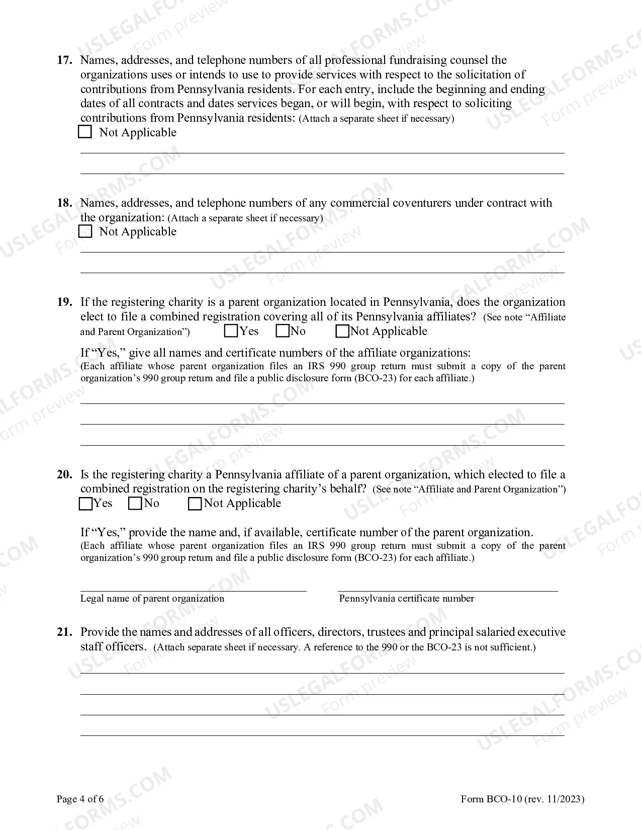 Preview Charitable Organization Registration Statement