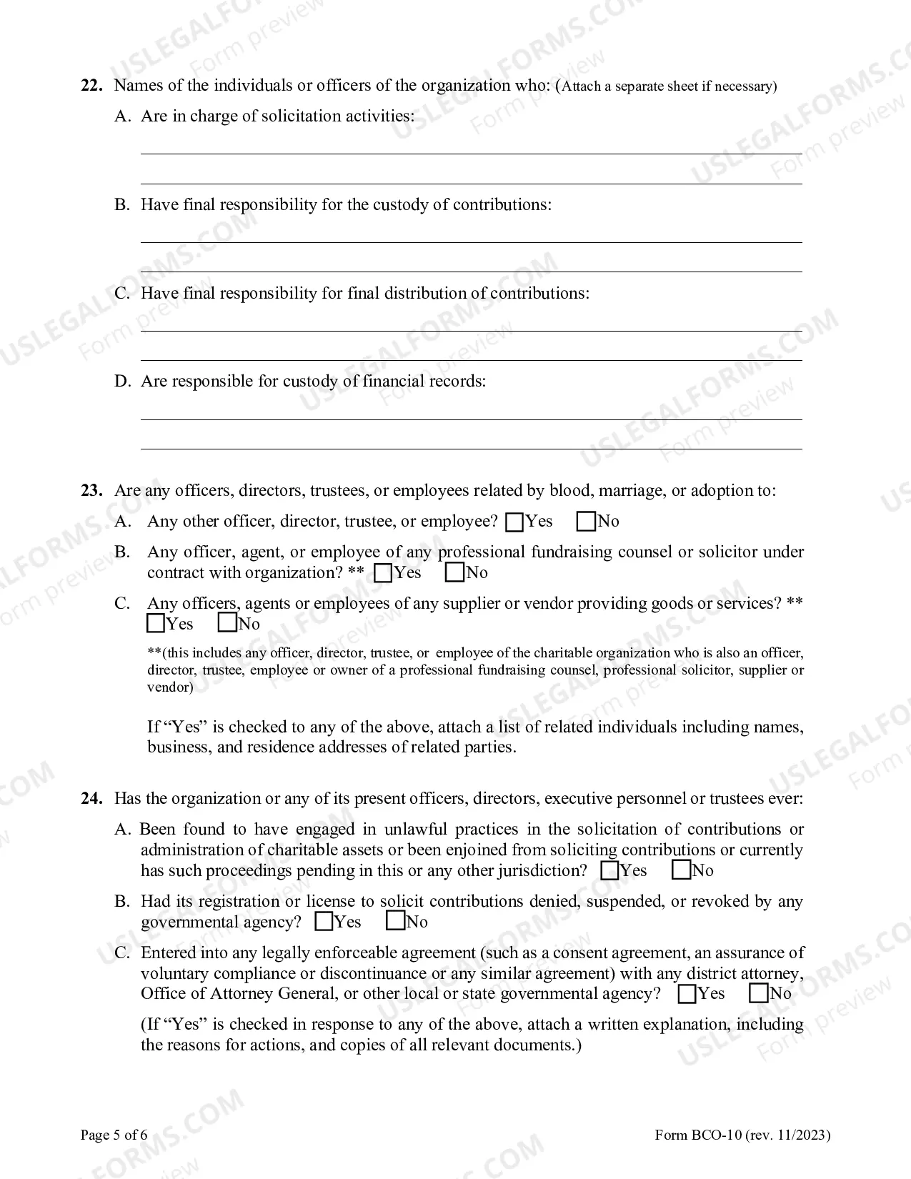 Preview Charitable Organization Registration Statement