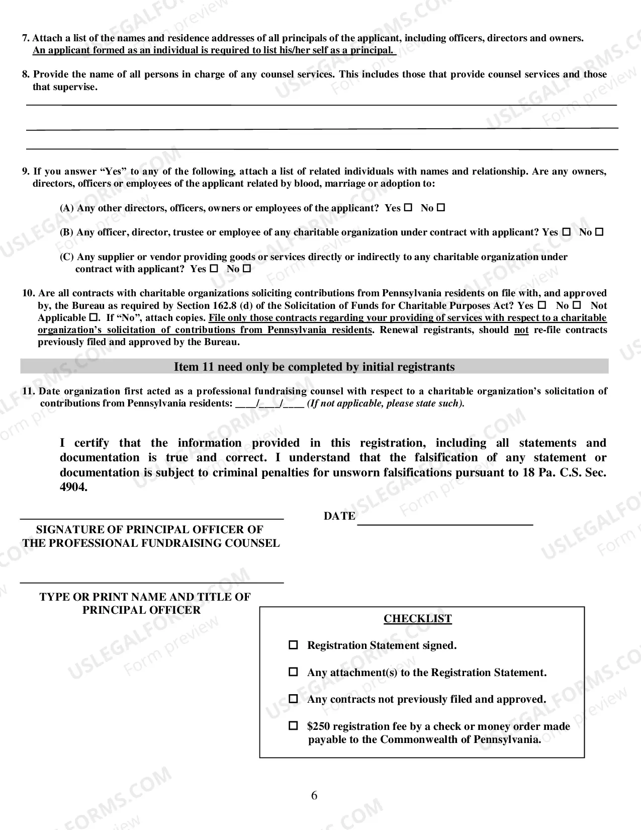 Preview Registration Statement For Professional Fundraising Counsel