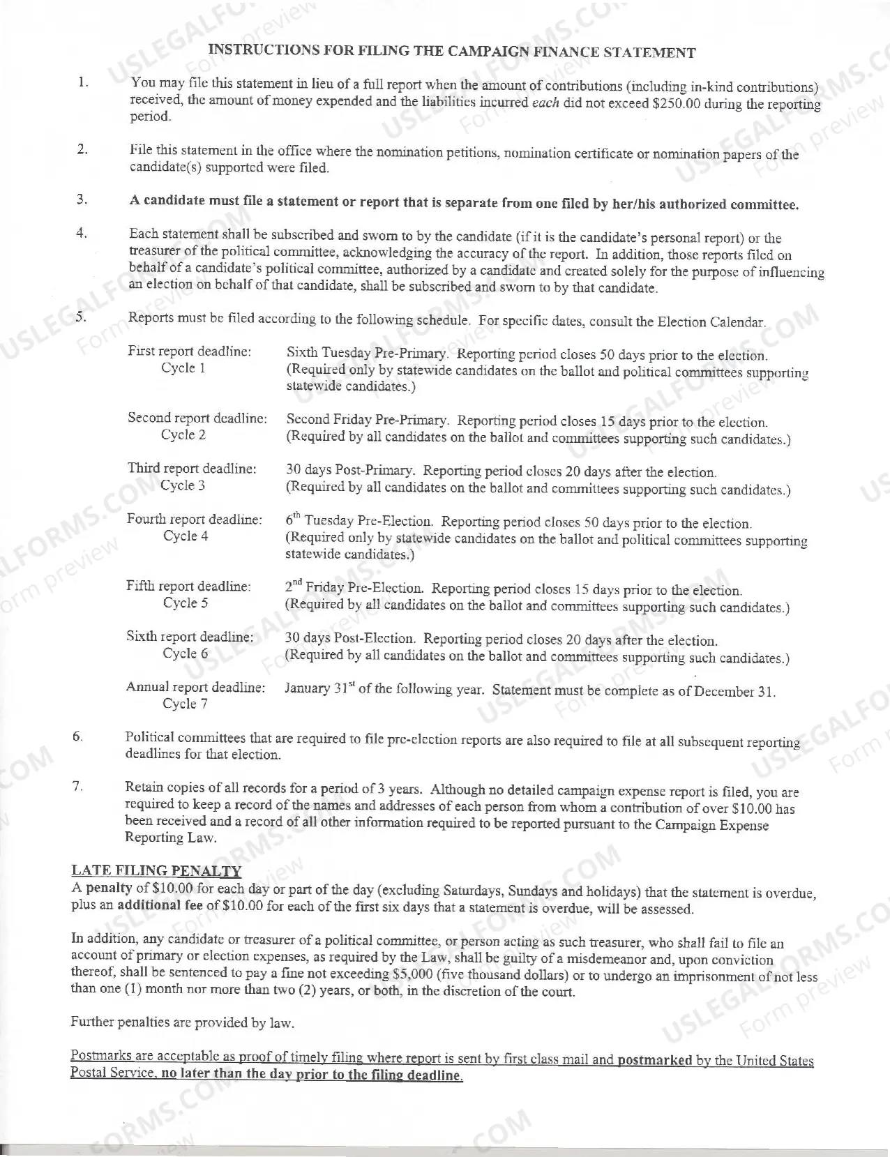 Preview Campaign Finance Statement