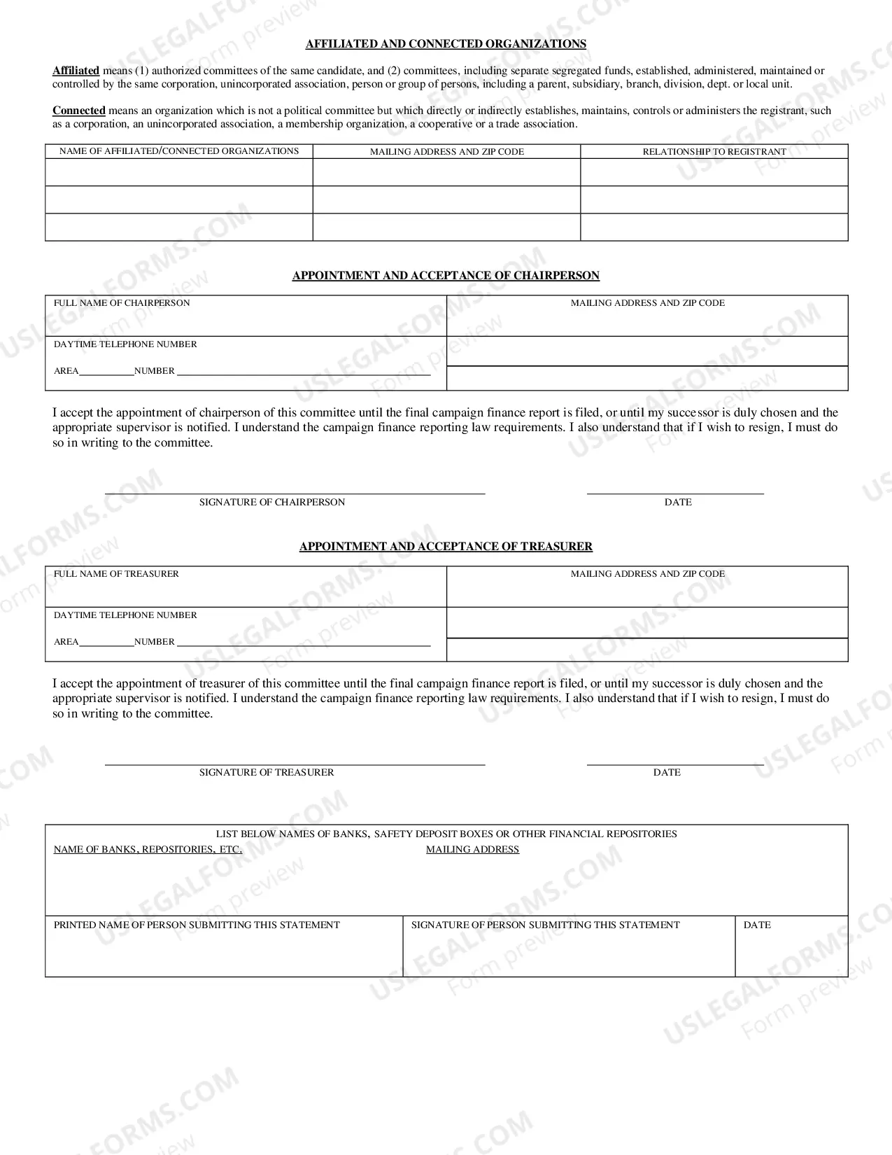 Preview Political Committee Registration Statement