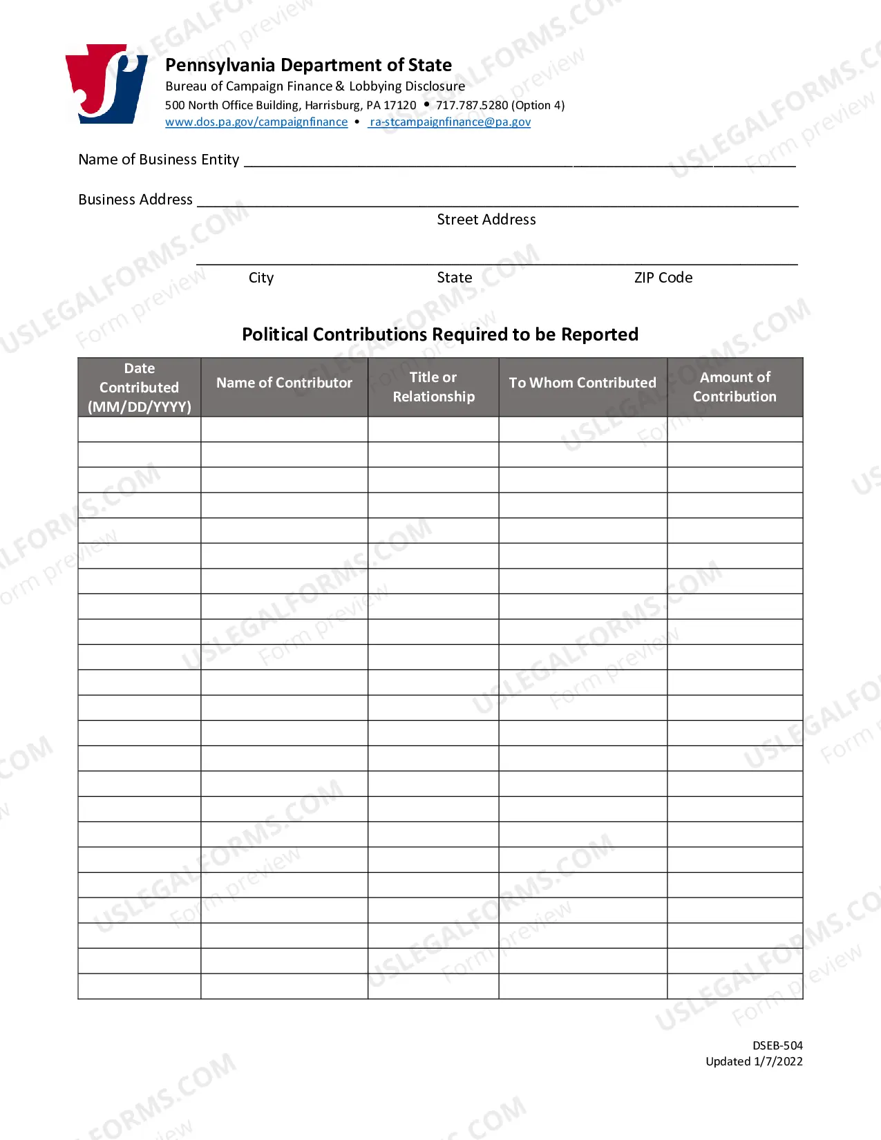 Preview Politicol Contributions Required to Be Reported Under Section 1641