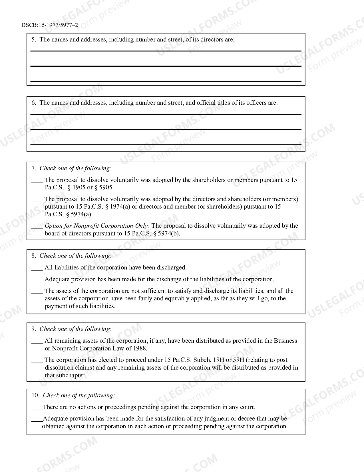Preview Articles of Dissolution - Domestic