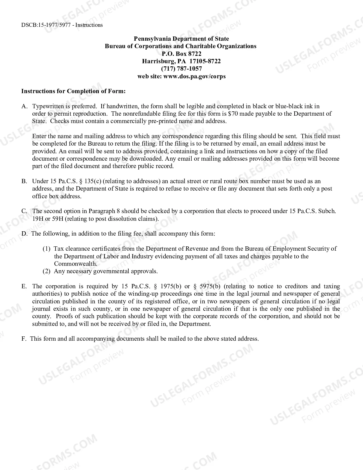 Preview Articles of Dissolution - Domestic