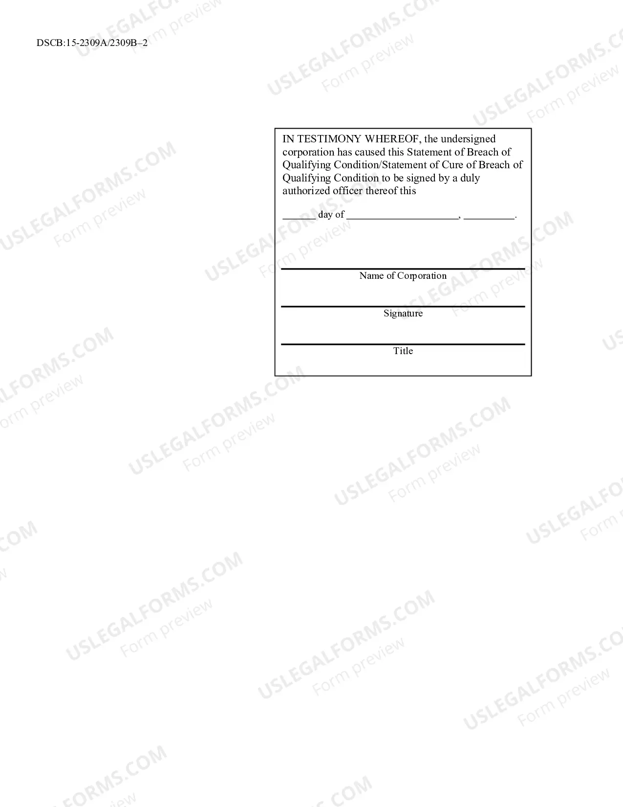 Preview Breach Cure of Qualifying Condition
