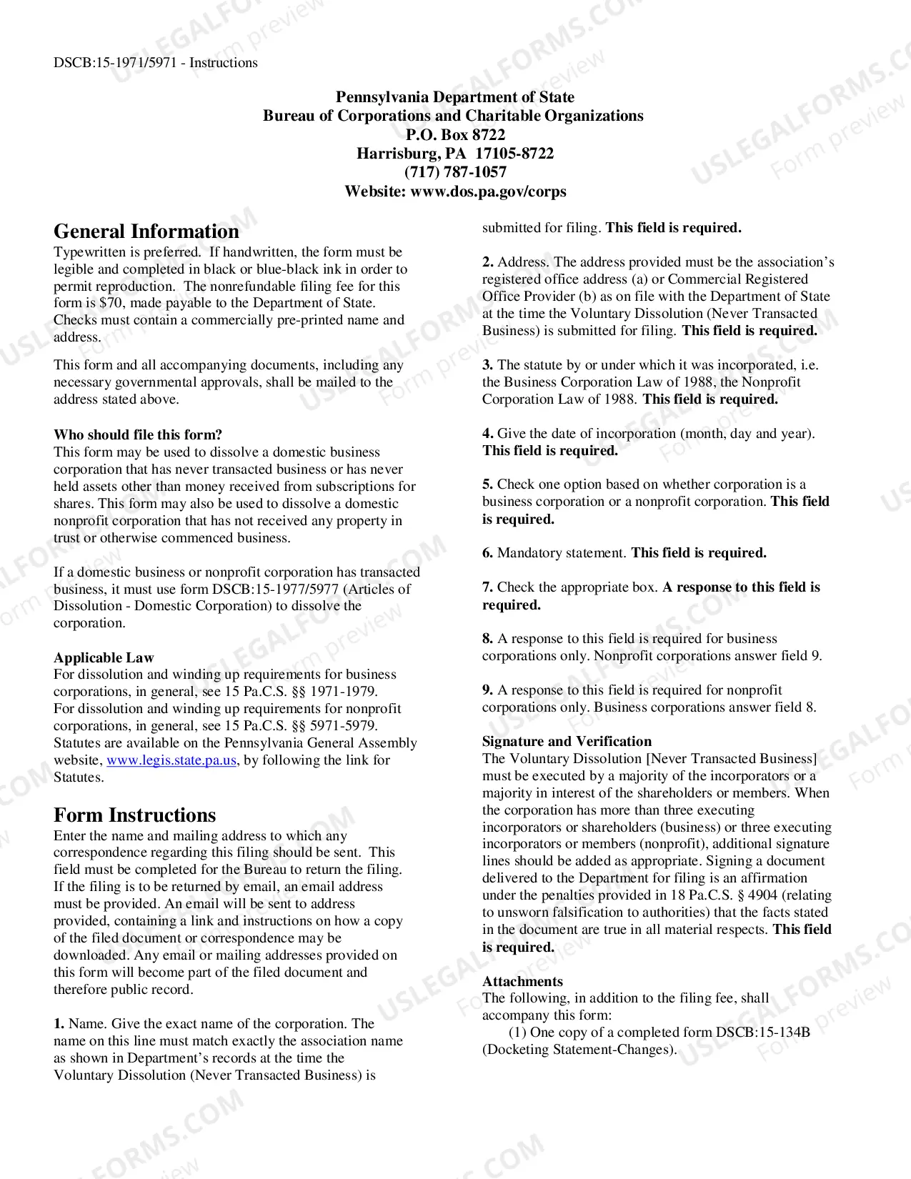 Preview Voluntary Disolution (Never Transacted Business) Domestic Corporation