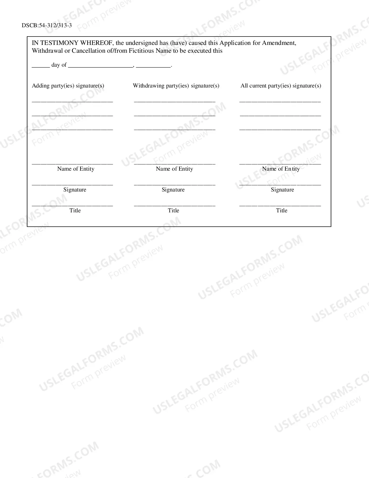 Preview Fictitious Name Amendment Withdrawal Cancellation