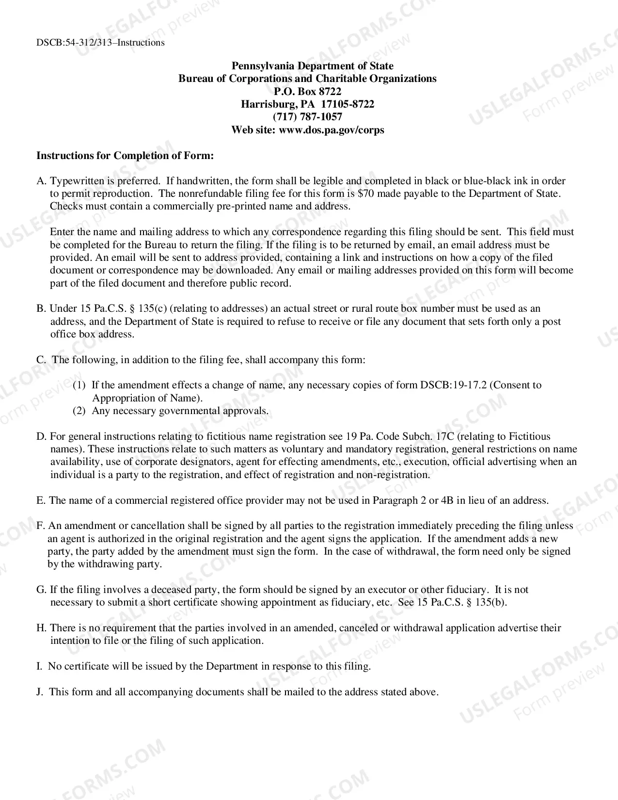 Preview Fictitious Name Amendment Withdrawal Cancellation