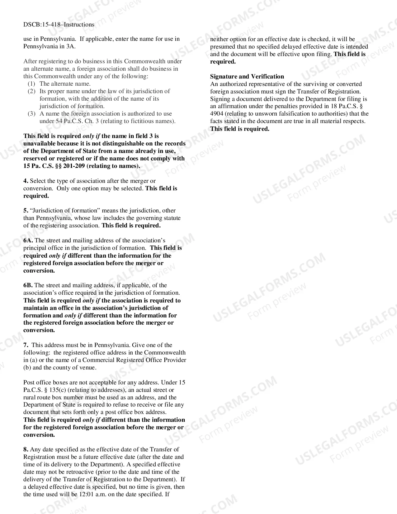 Preview Transfer of Foreign Registration