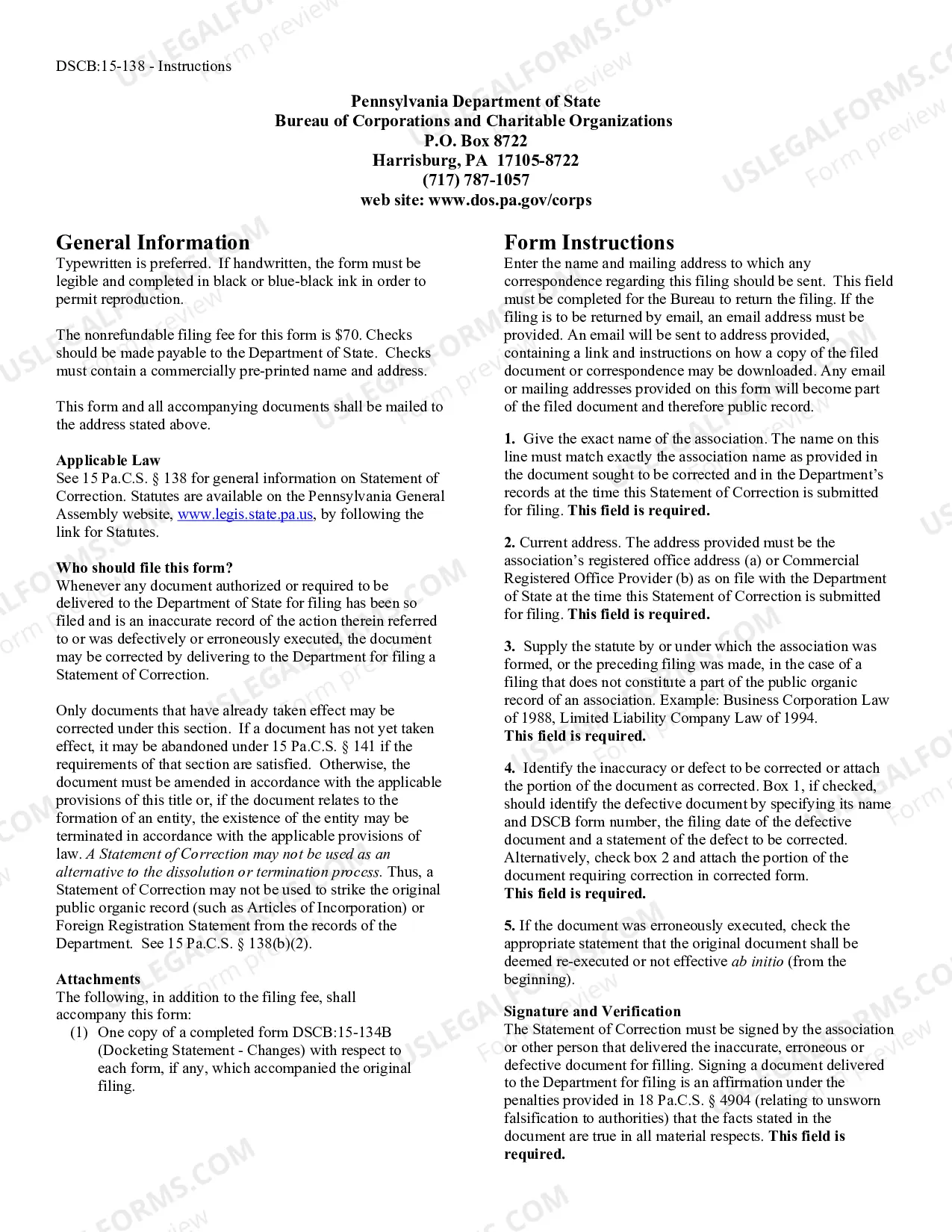 Preview Statement of Correction