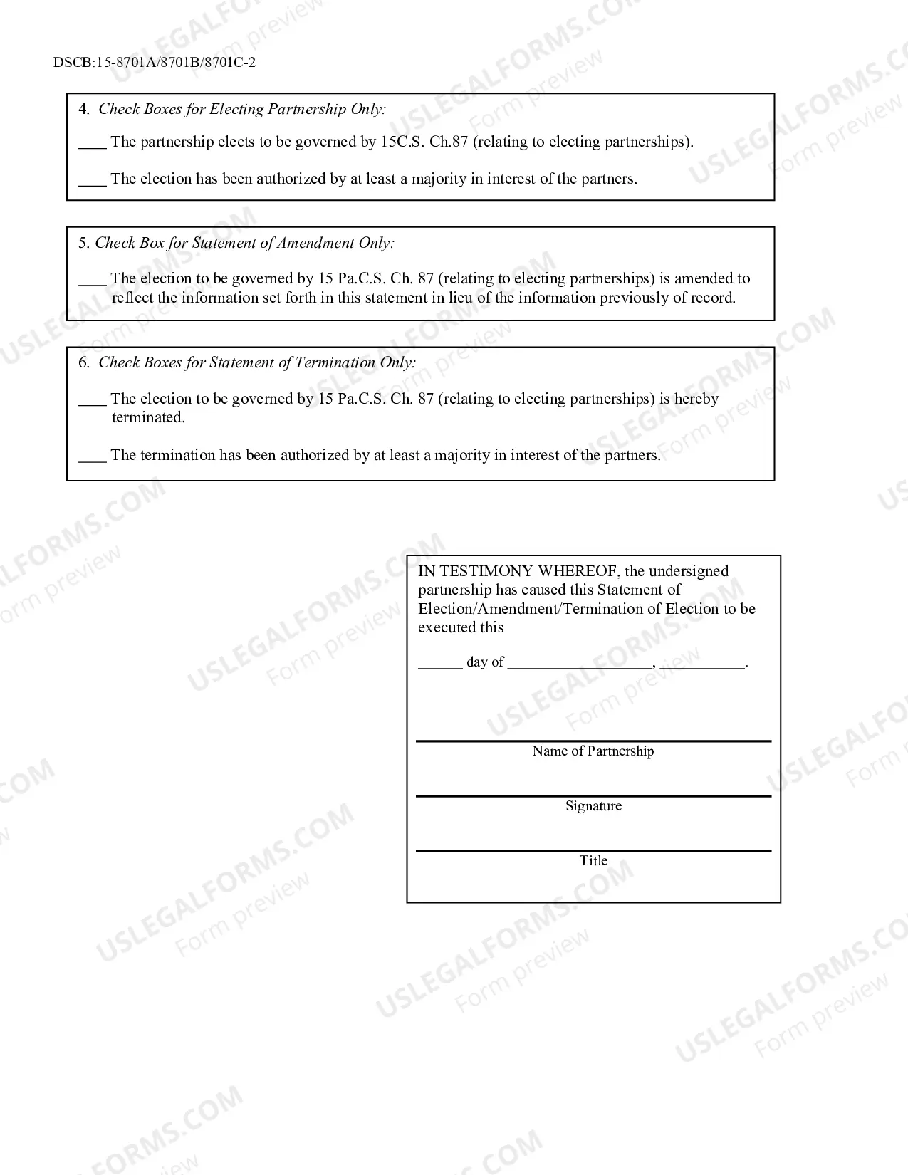 Preview Statement of Election Partnership