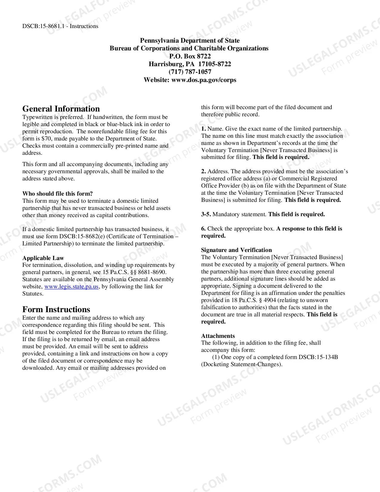 Preview Voluntary Termination (Never Transacted Business) Domestic Limited Partnership