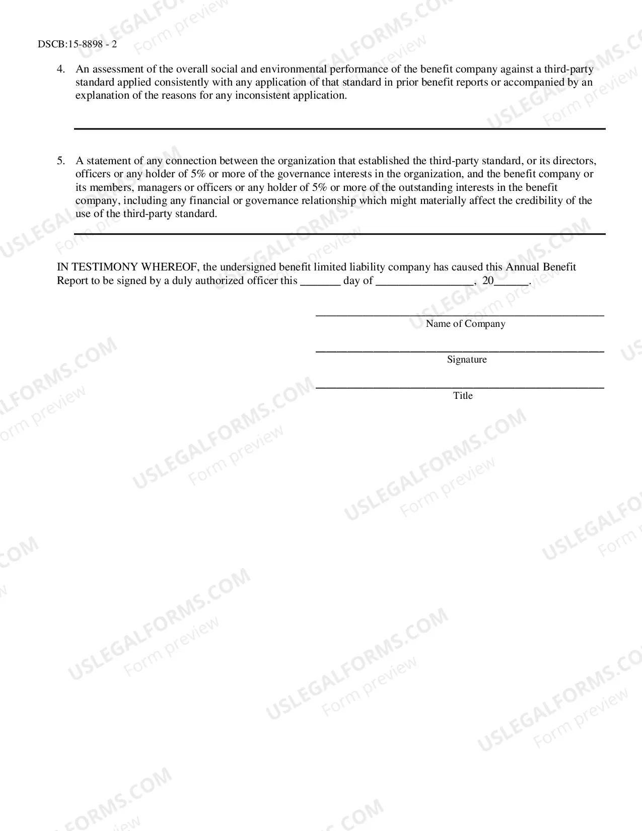 Preview Annual Benefit Report Benefit Limited Liability Company