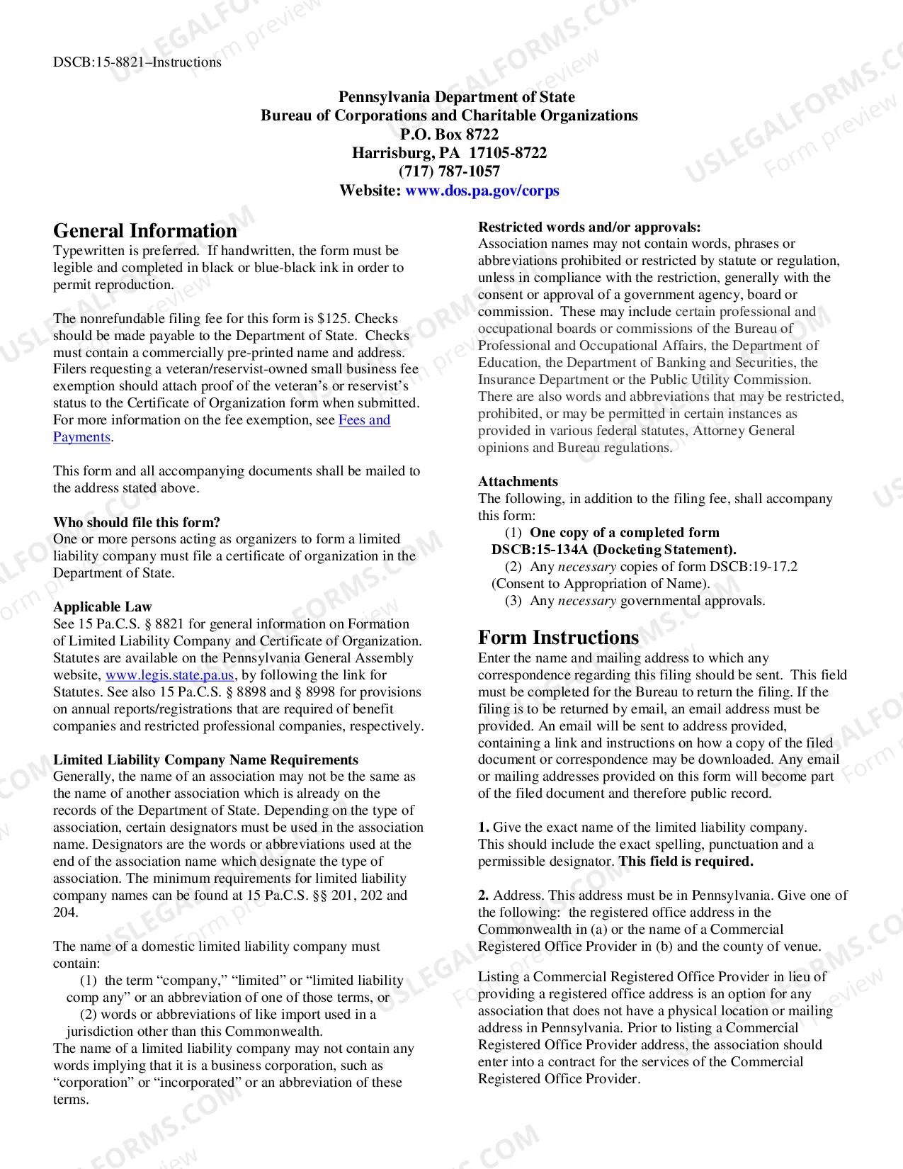 Preview Certificate of Organization Domestic Limited Liability Company