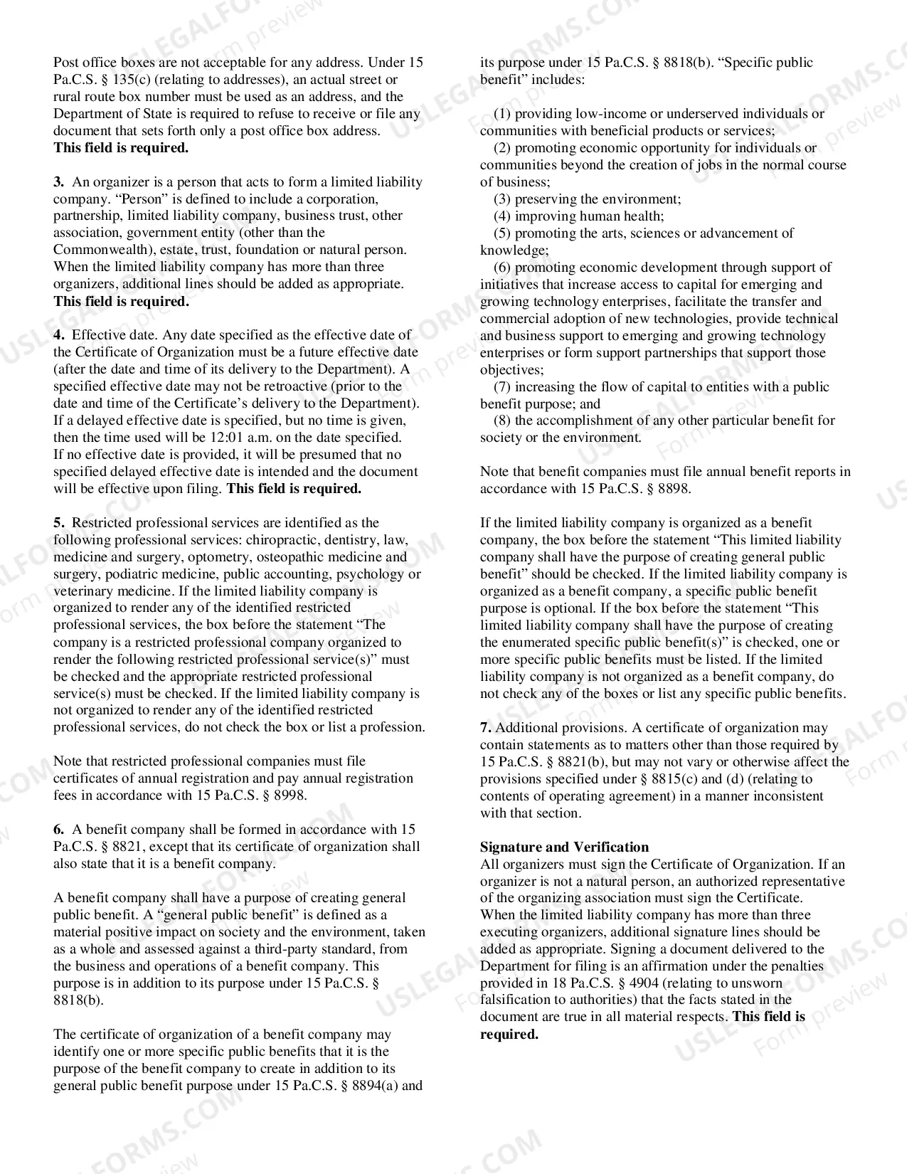 Preview Certificate of Organization Domestic Limited Liability Company