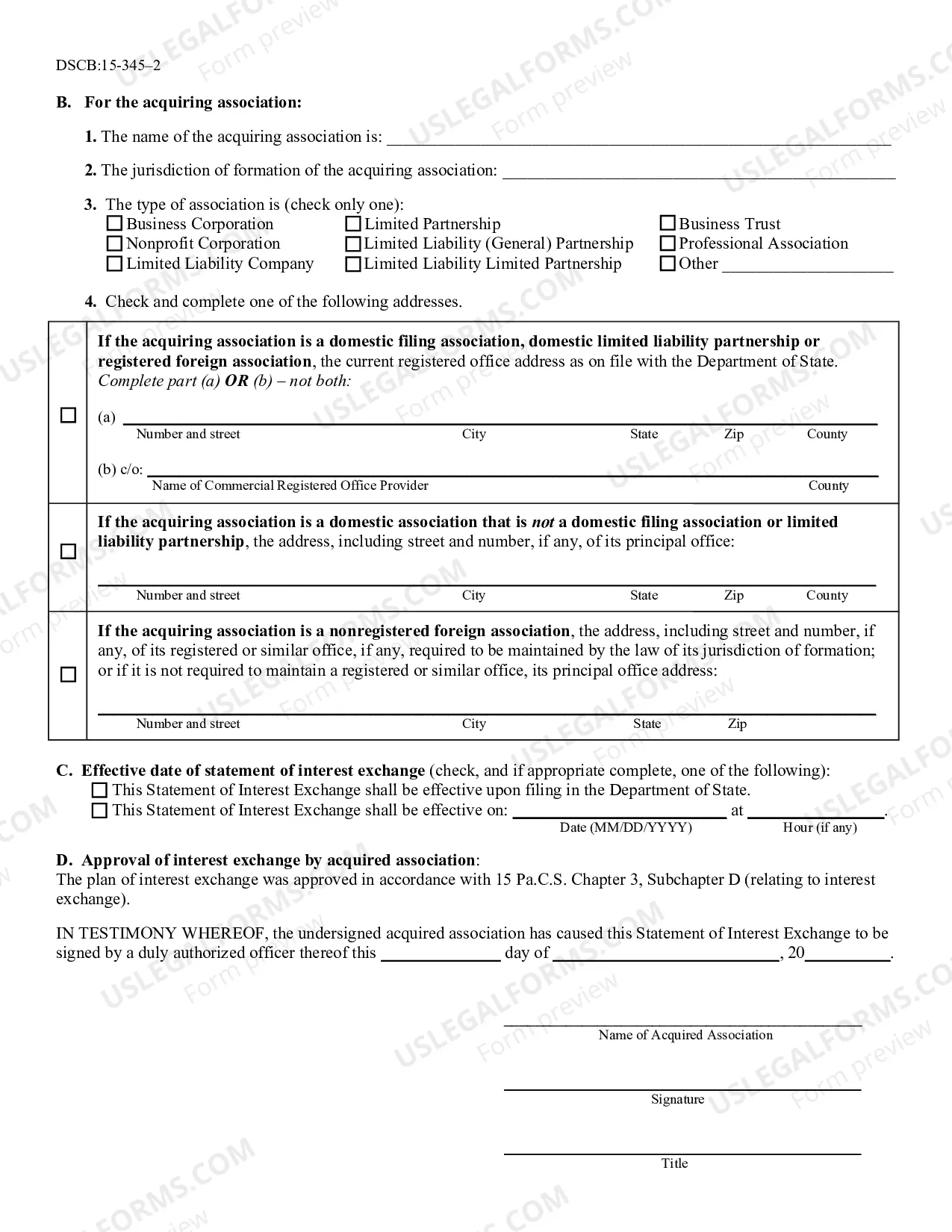 Preview Statement of interest Exchange [DSCB:15-345]
