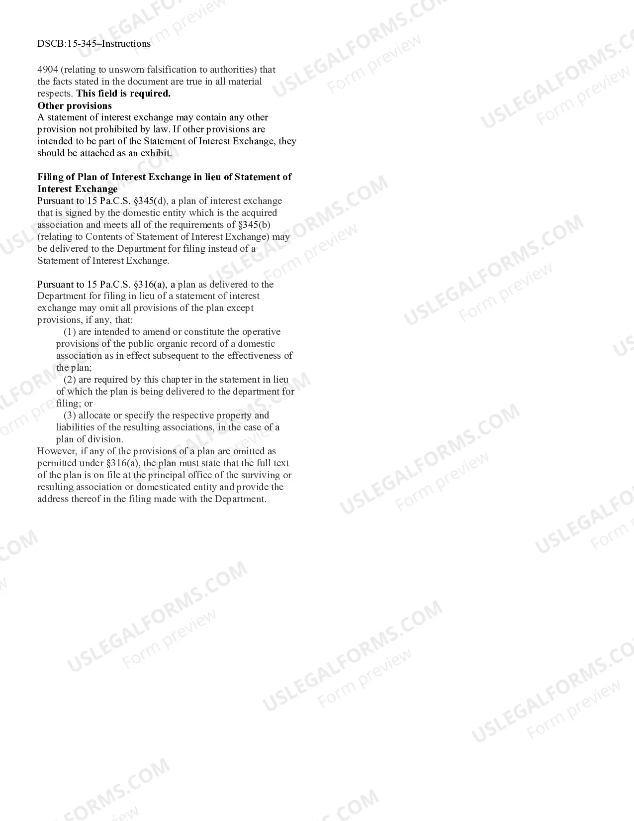 Preview Statement of interest Exchange [DSCB:15-345]
