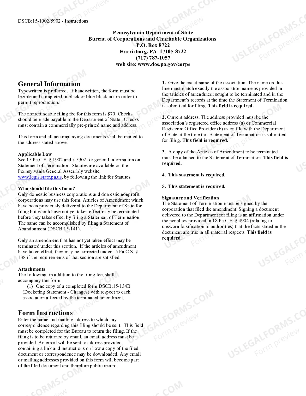 Preview Statement of Termination [DSCB: 15-1902/5902]