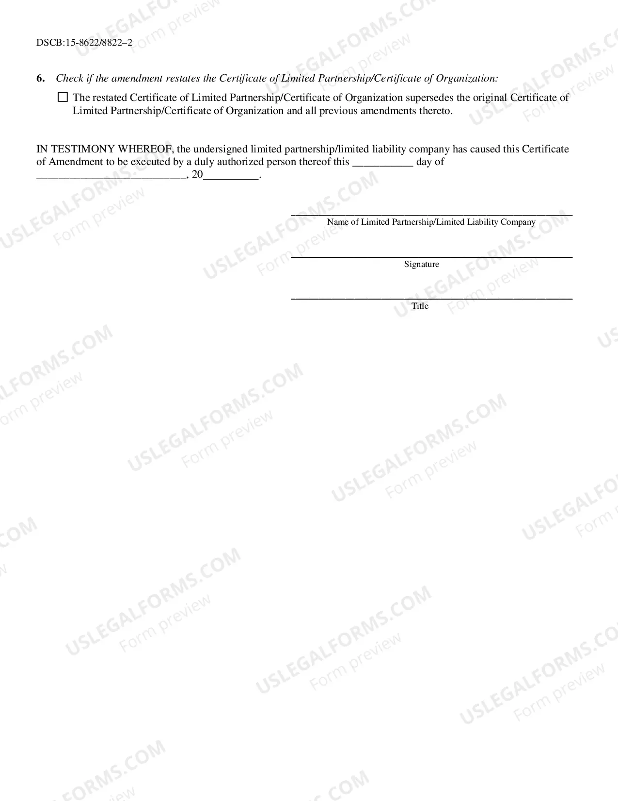 Preview Certificate of Amendment [DSCB:15-8622/8822]