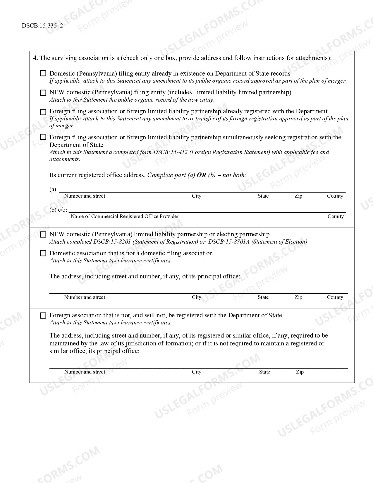 Preview Statement of Merger [DSCB:15-335]
