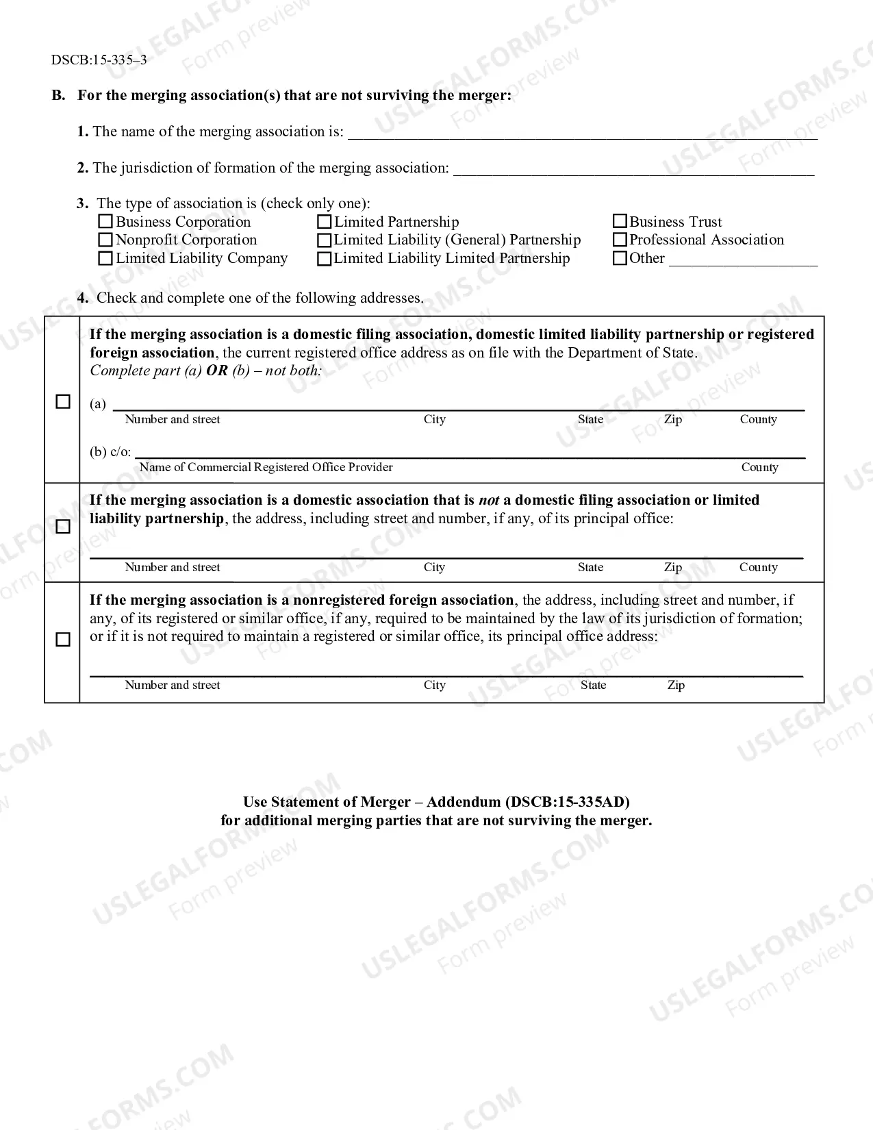 Preview Statement of Merger [DSCB:15-335]
