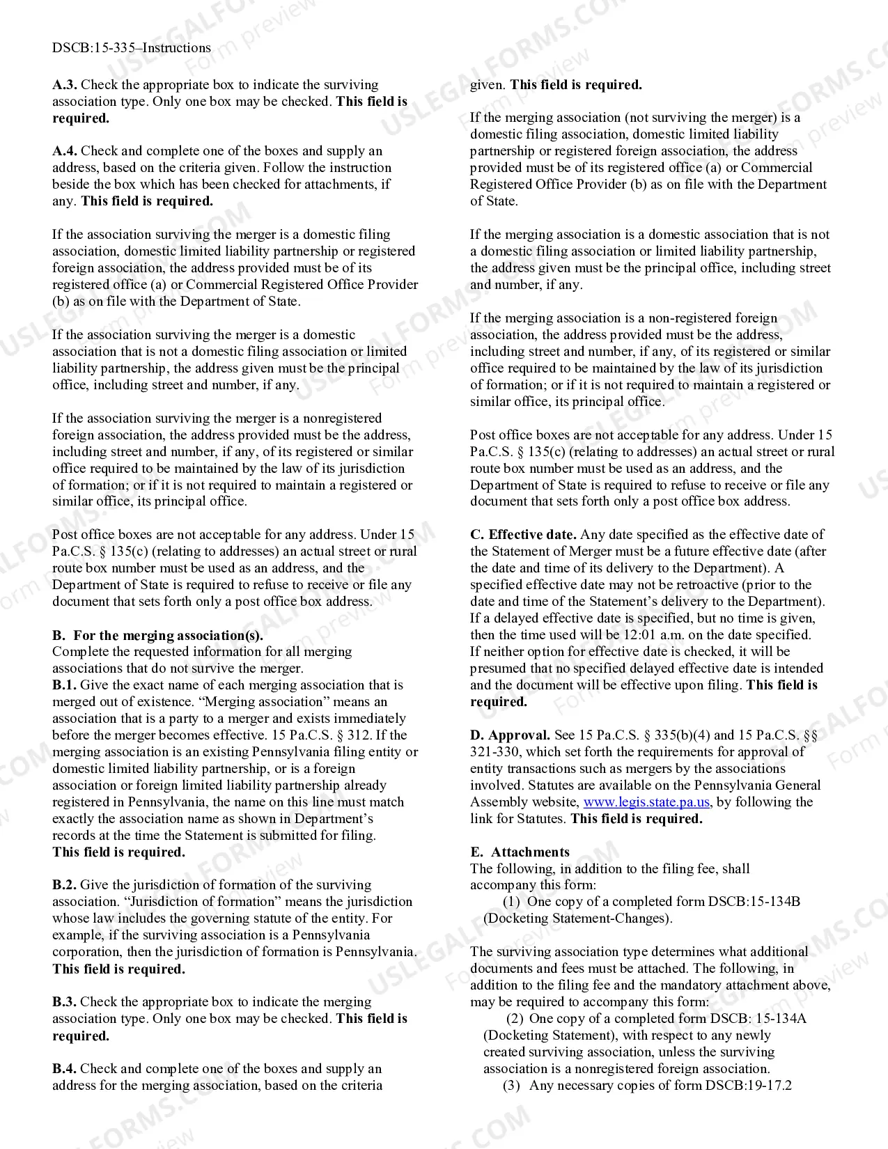 Preview Statement of Merger [DSCB:15-335]