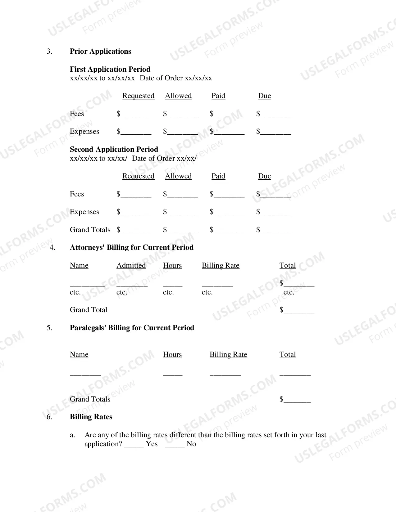 Preview Application For Compensation Or Reimbursement of Expenses