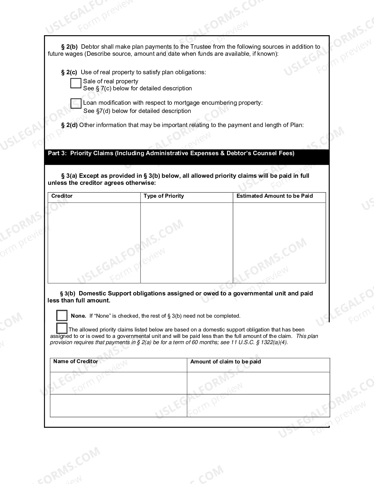 Preview Chapter 13 Plan (Fillable Version PDF)