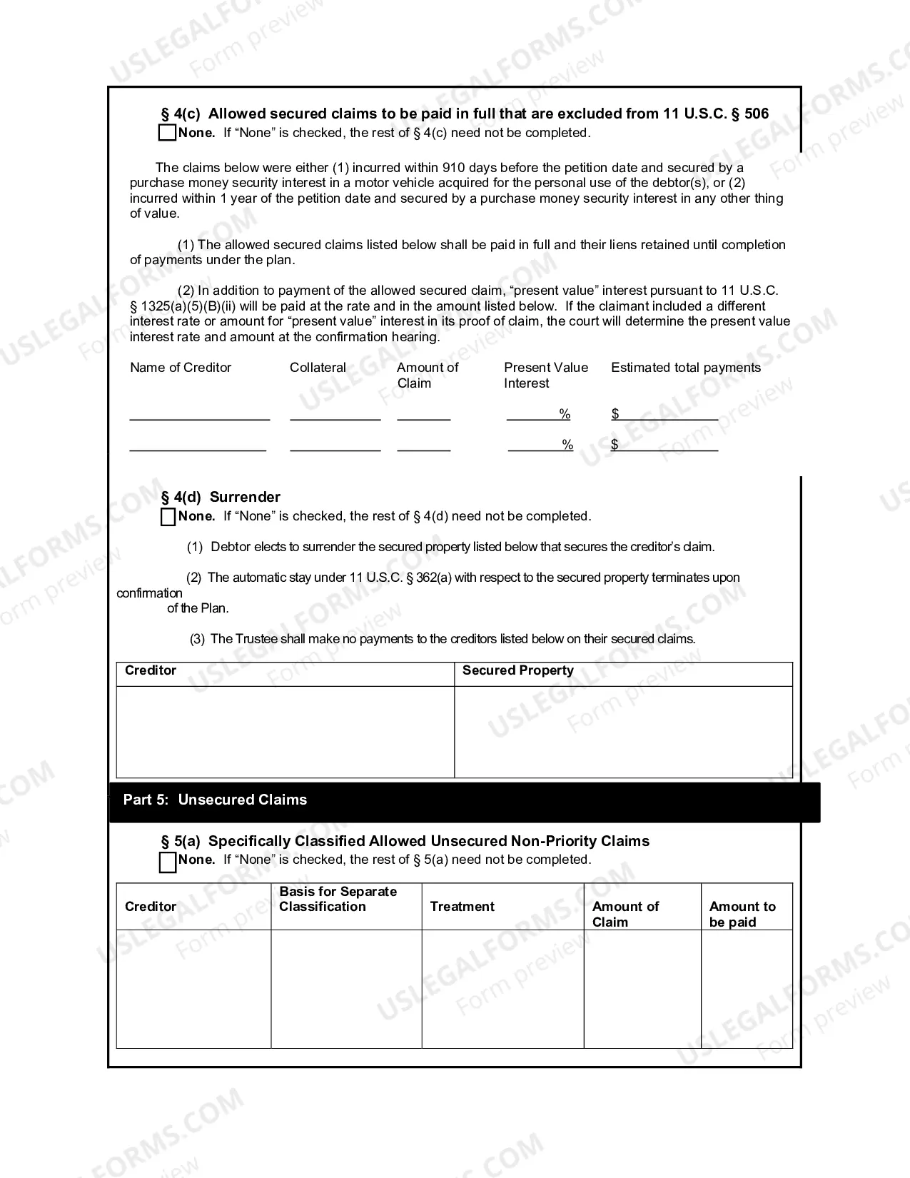 Preview Chapter 13 Plan (Fillable Version PDF)
