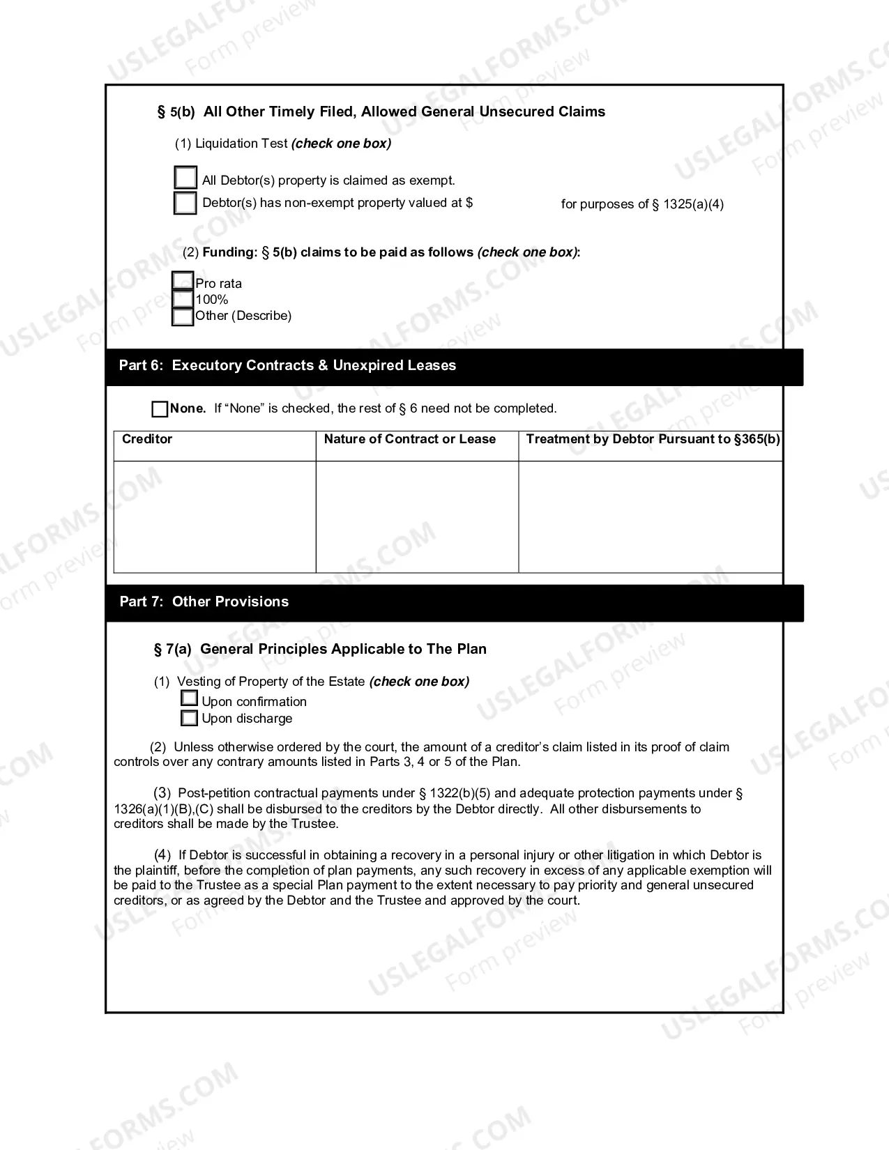 Preview Chapter 13 Plan (Fillable Version PDF)