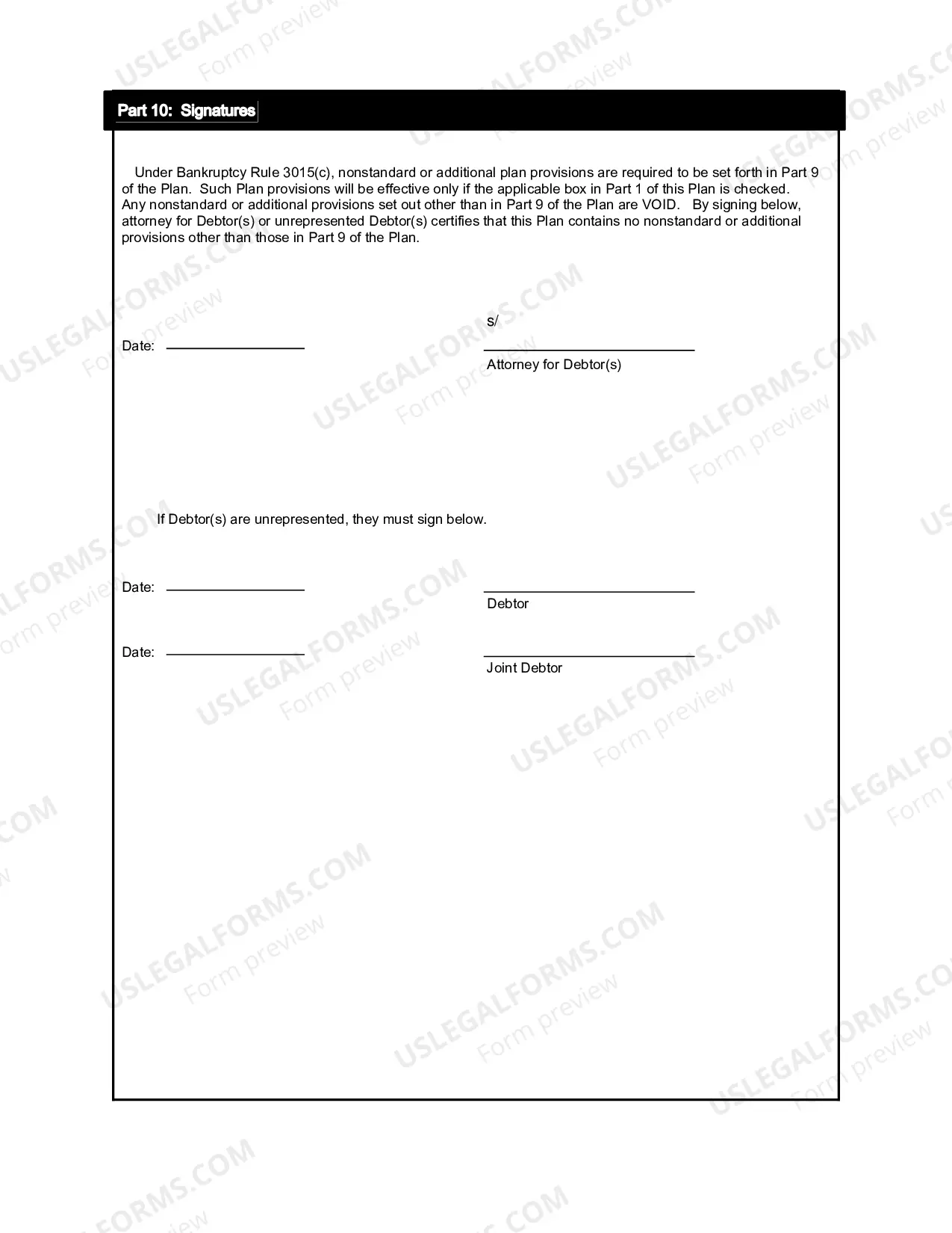 Preview Chapter 13 Plan (Fillable Version PDF)