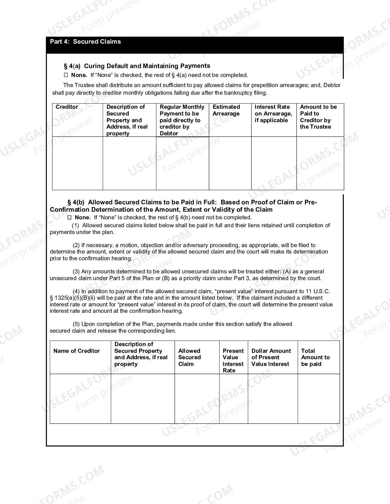 Preview Chapter 13 Plan (Non-Fillable PDF)