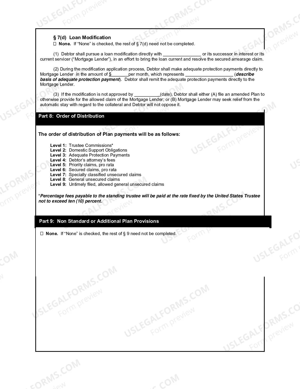 Preview Chapter 13 Plan (Non-Fillable PDF)