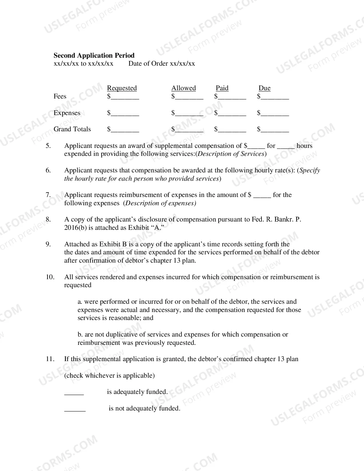 Preview Chapter 13 Application for Supplemental Compensation