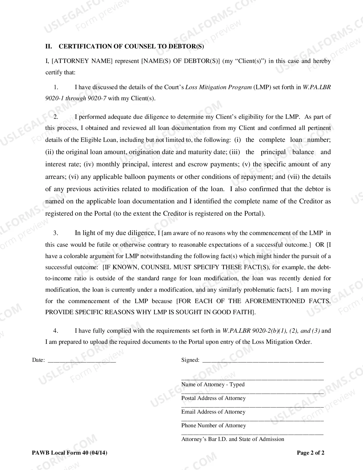 Preview Certification of LMP Eligibility And Readiness