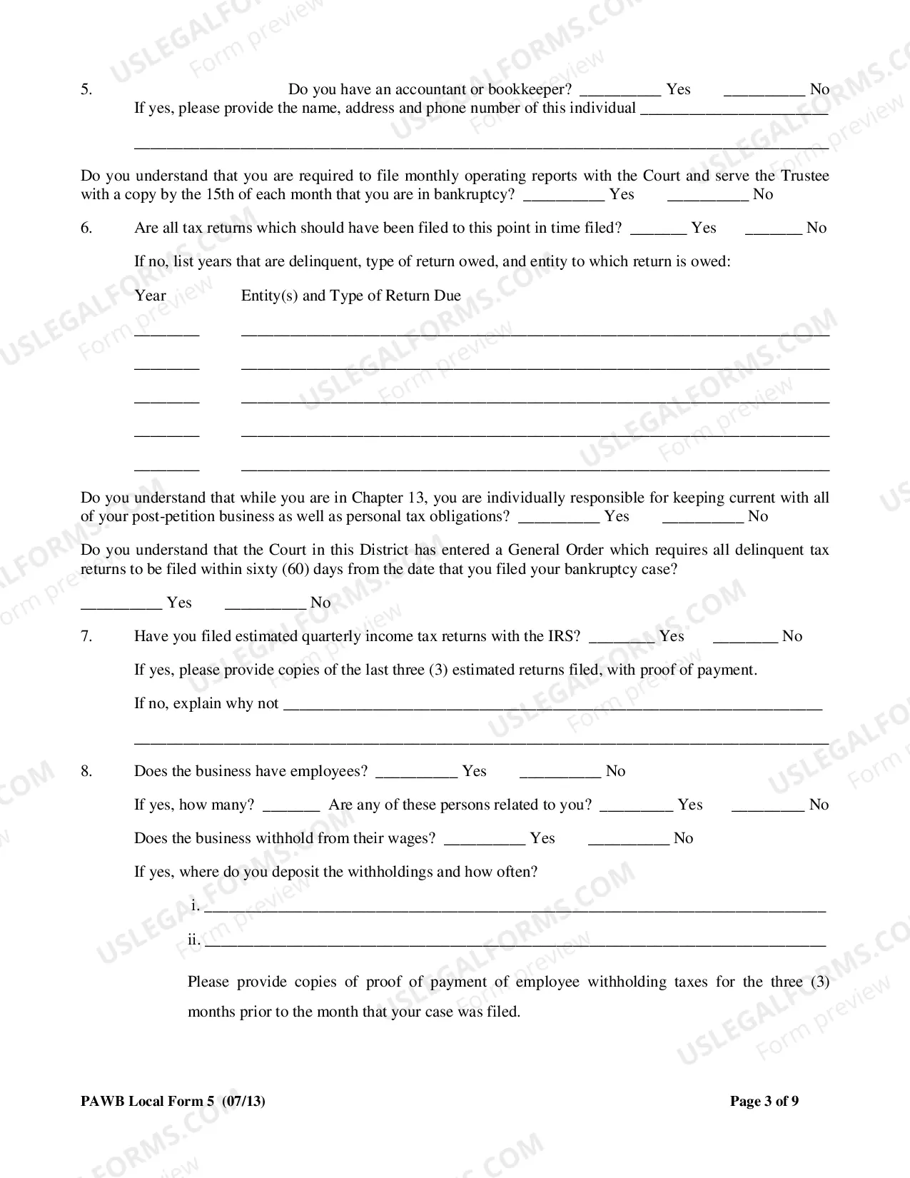 Preview Chapter 13 Business Case Questionnaire