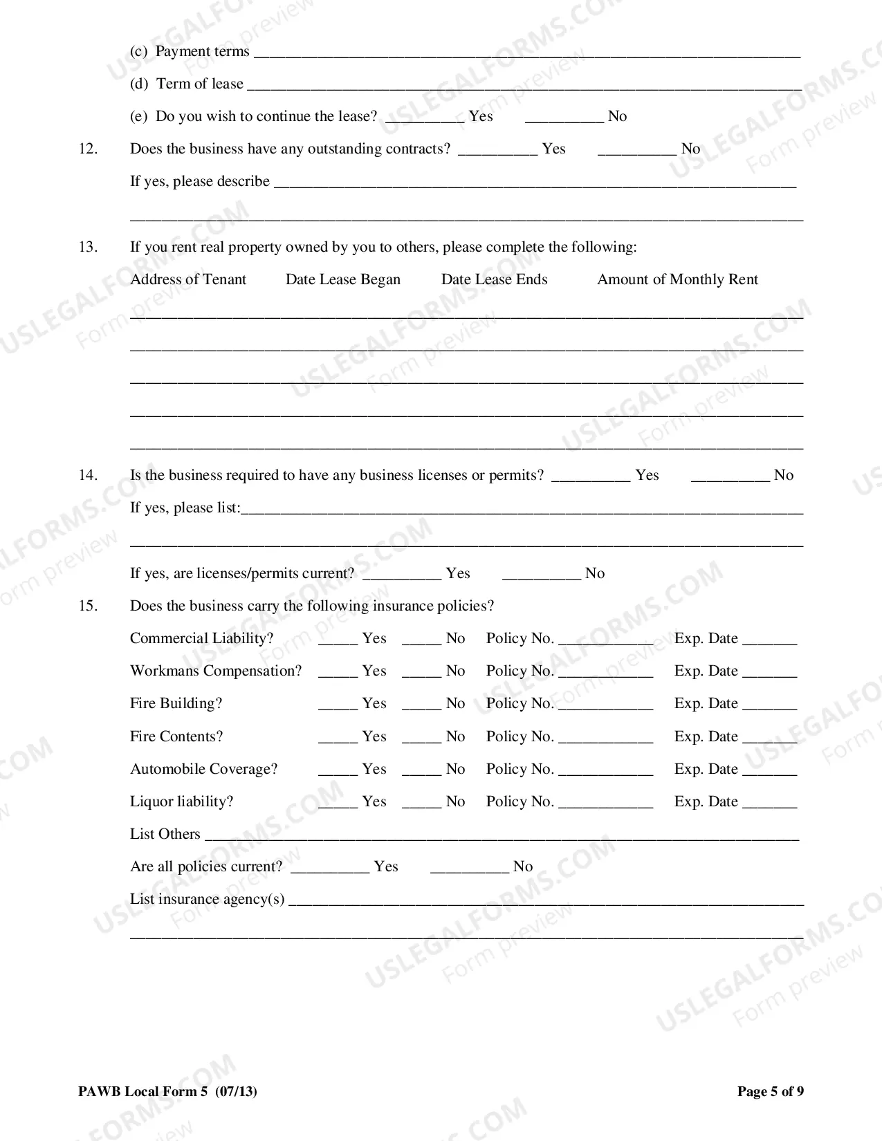 Preview Chapter 13 Business Case Questionnaire