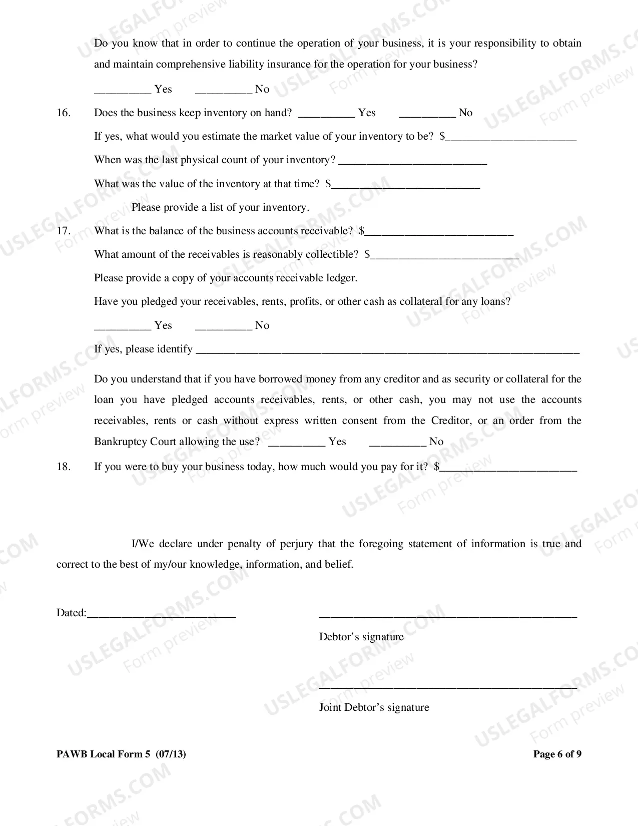 Preview Chapter 13 Business Case Questionnaire