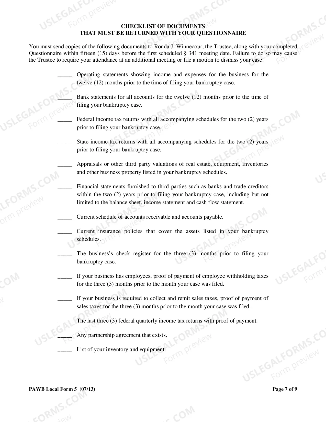 Preview Chapter 13 Business Case Questionnaire