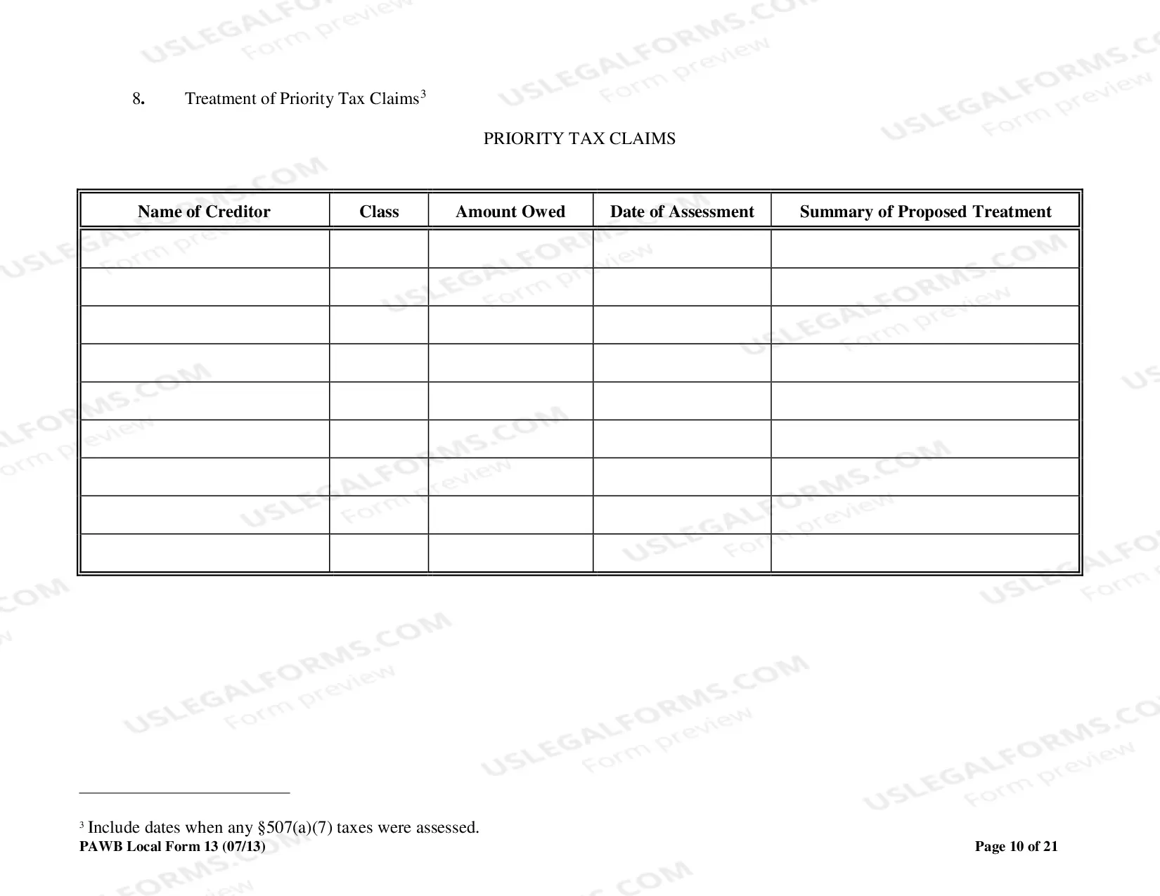 Preview Disclosure Statement to Accompany Plan