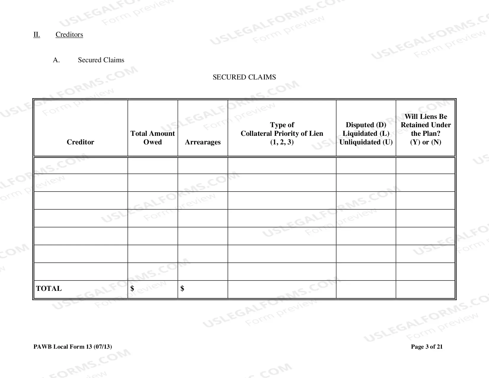 Preview Disclosure Statement to Accompany Plan