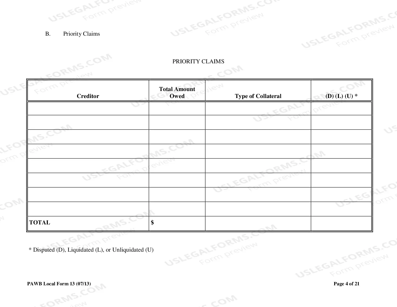 Preview Disclosure Statement to Accompany Plan