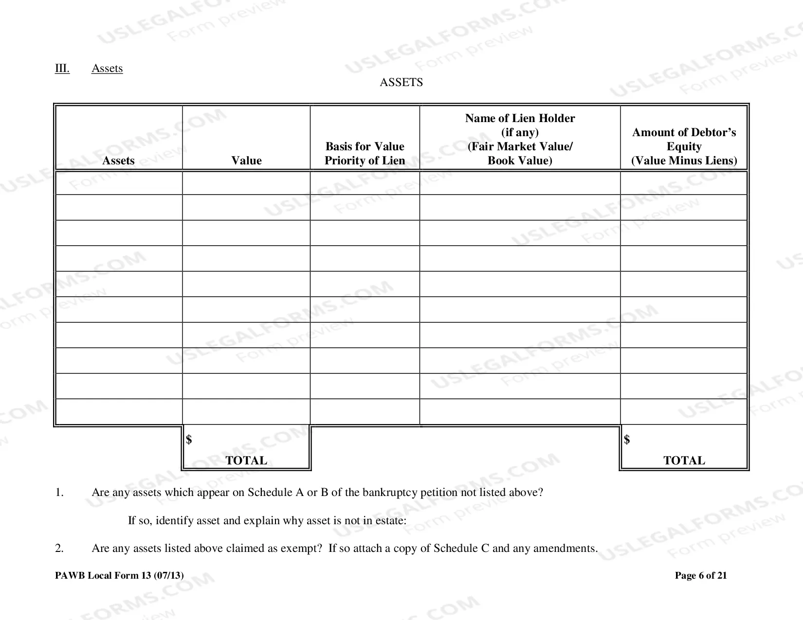 Preview Disclosure Statement to Accompany Plan