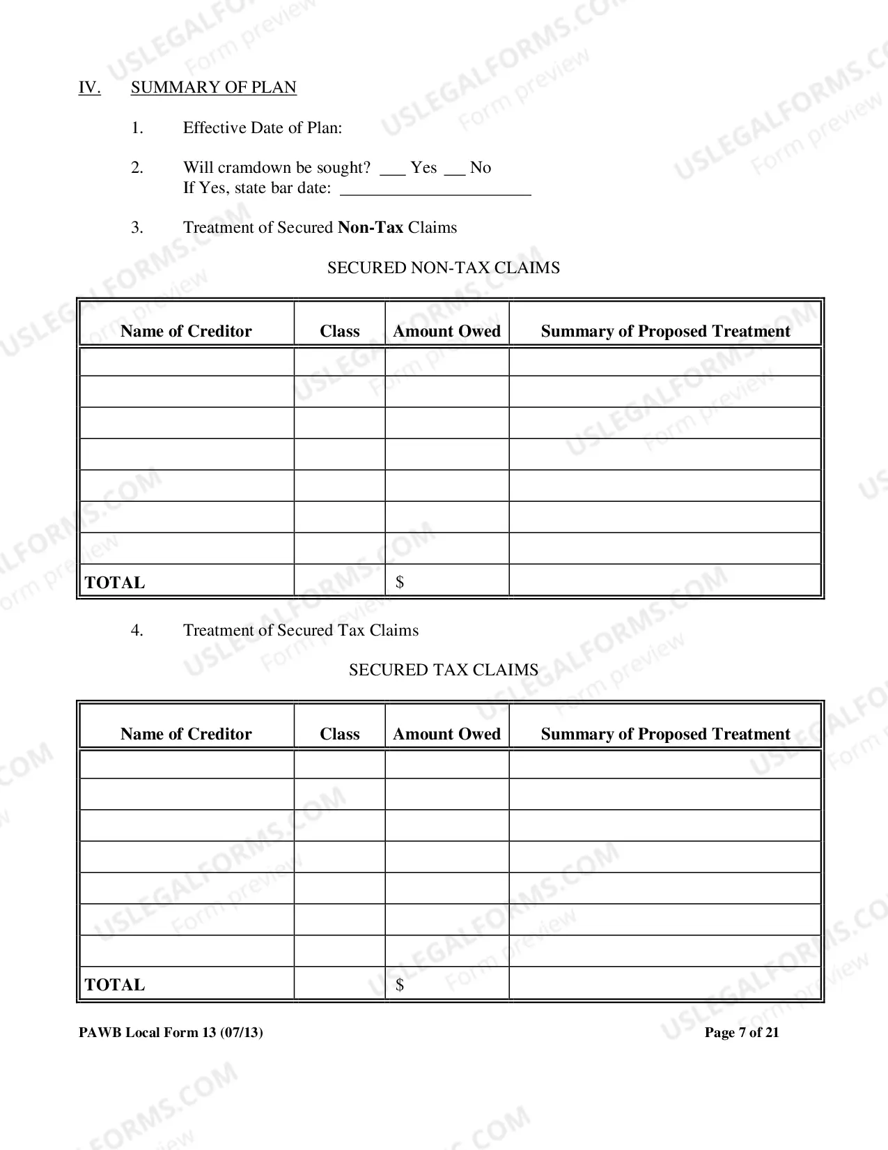 Preview Disclosure Statement to Accompany Plan
