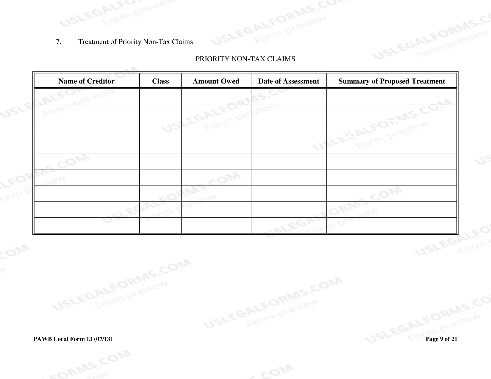 Preview Disclosure Statement to Accompany Plan