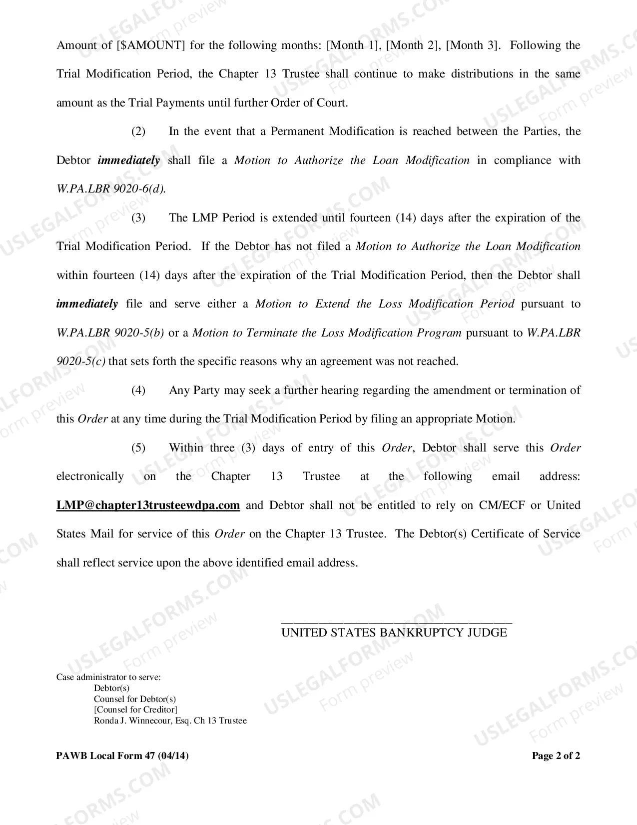 Preview interim Mortgage Modification Order