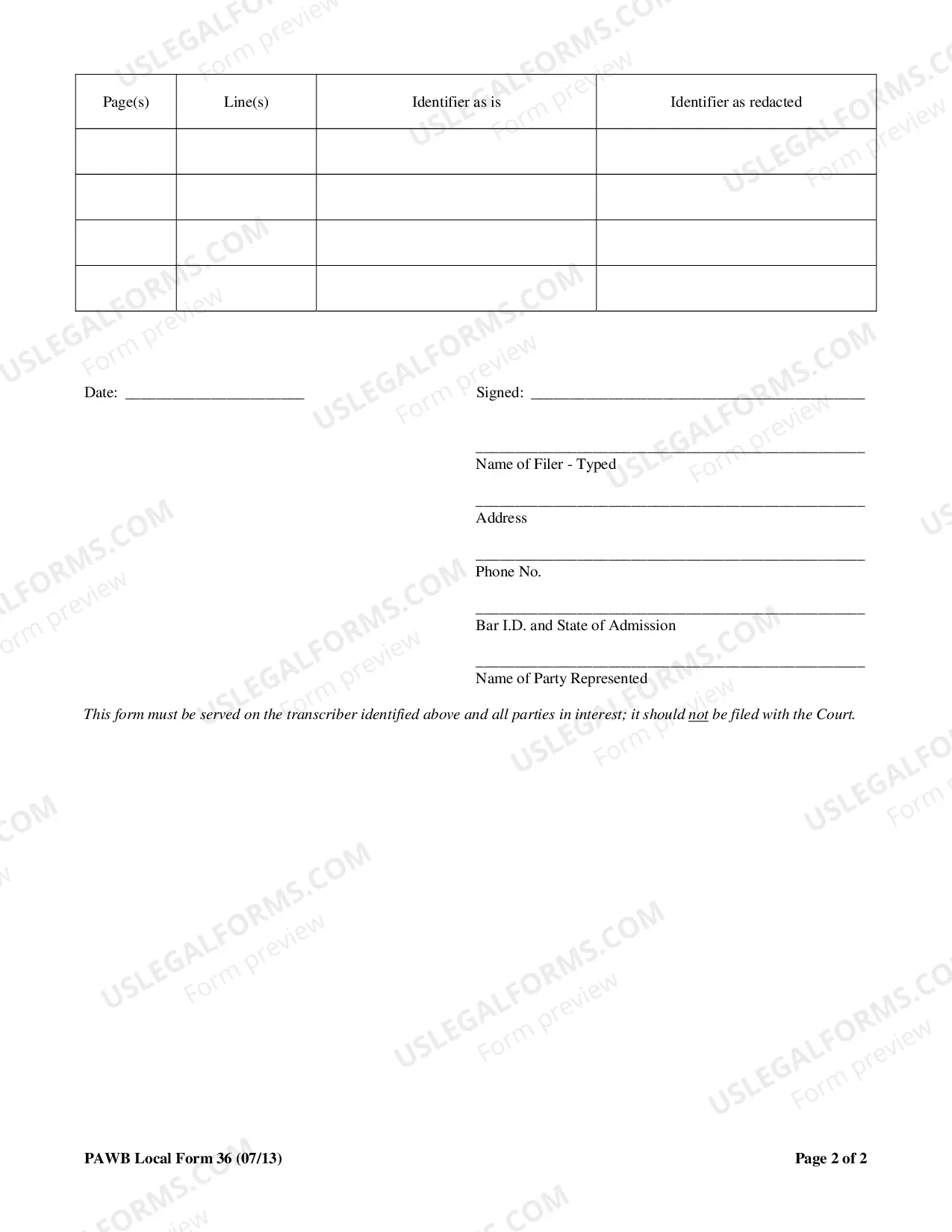 Preview Redaction Request