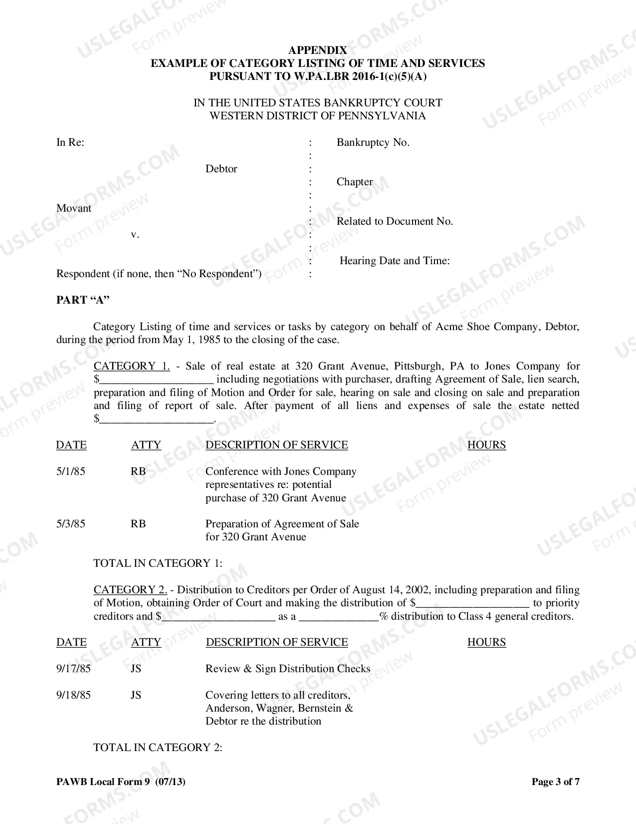 Preview Summary Cover Sheet For Fee Application