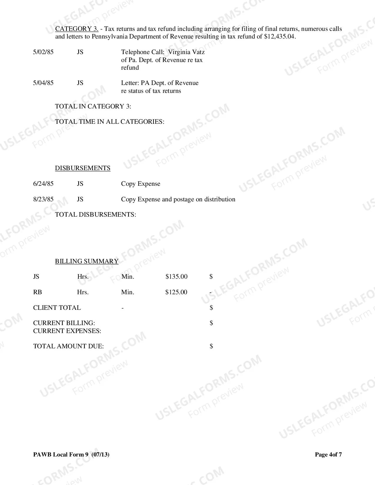 Preview Summary Cover Sheet For Fee Application